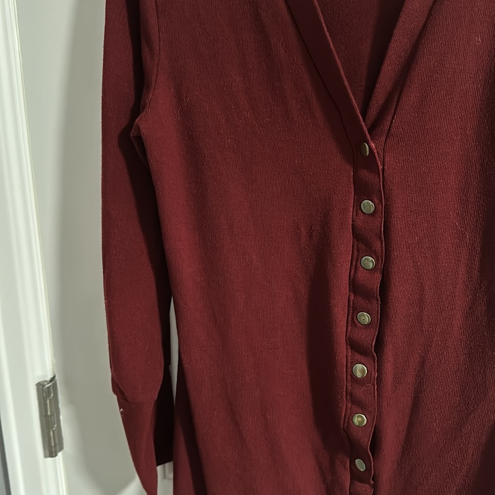 Women’s Red Button Down Cardigan - Picture 2 of 5